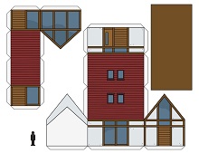 ocuklar iin hazr ev model maketi ablonu, paper craft model house